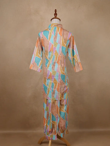 Multicolor Abstract Designed Cotton Salwar Suit - Diadem