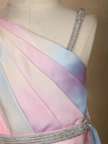 Multicolor Abstract Designed Organza Party Gown for Girls - Diadem