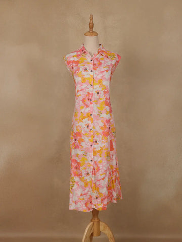 Multicolor Floral Printed Rayon Kurti - Diadem