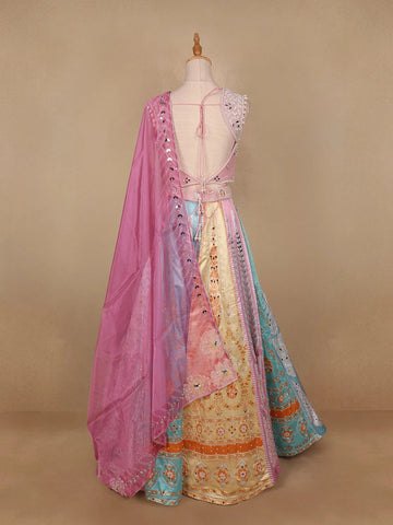 Multicolour Pearls And Mirror Work Bridesmaids Shimmer Lehenga - Diadem