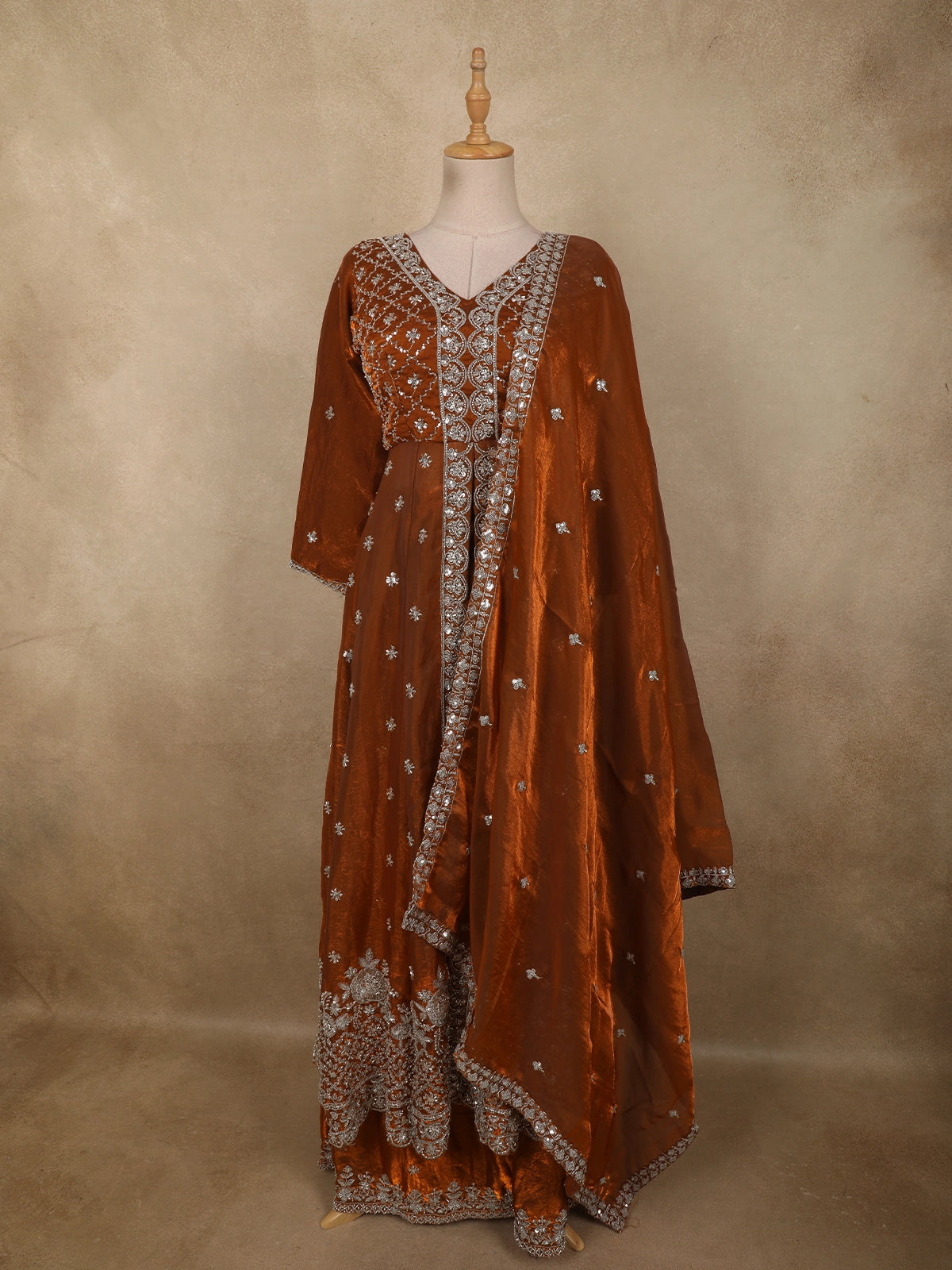 Mustard Gold Heavy Sequins Embroidered Design Organza Mastani Lehenga with  Dupatta
