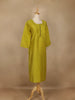 Mustard Green Solid Cotton Kurti With Button Detailing - Diadem