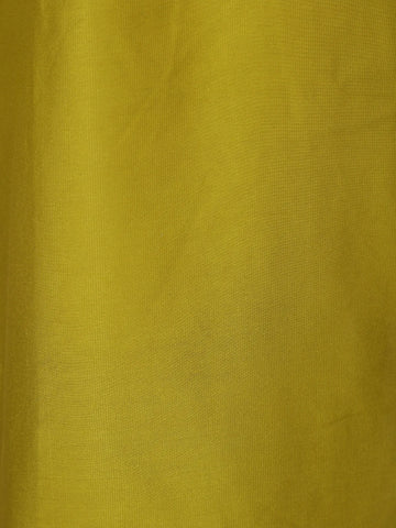 Mustard Green Solid Cotton Kurti With Button Detailing - Diadem