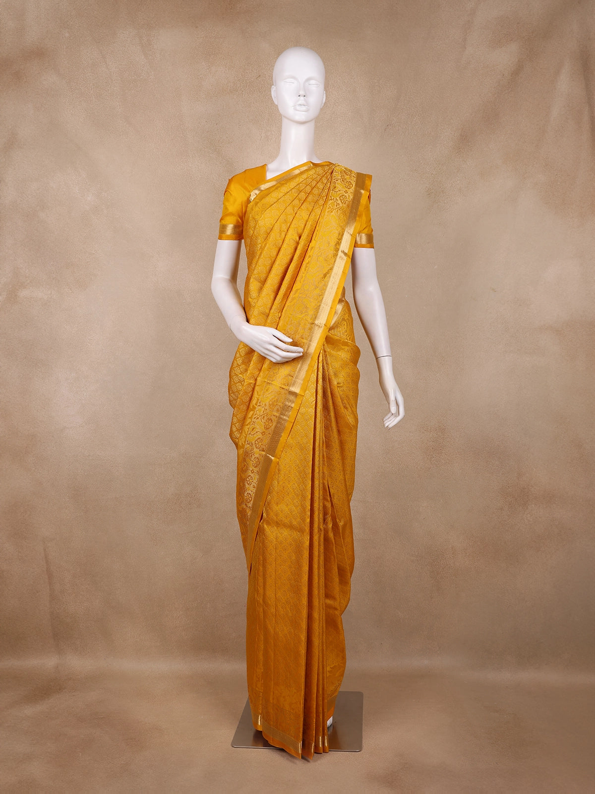 Mustard Yellow Butta Woven Design Kanchipuram Silk Saree
