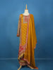 Mustard Yellow Floral Design Crepe Palazzo Salwar Suit - Diadem
