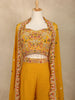 Mustard Yellow Floral Design Georgette Palazzo Salwar Suit - Diadem