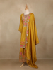 Mustard Yellow Floral Design Georgette Palazzo Salwar Suit - Diadem