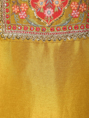 Mustard Yellow Floral Design Georgette Palazzo Salwar Suit - Diadem