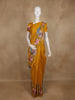 Mustard Yellow Floral Embroidered Design Tussar Saree