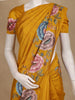 Mustard Yellow Floral Embroidered Design Tussar Saree
