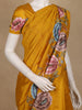 Mustard Yellow Floral Embroidered Design Tussar Saree