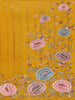 Mustard Yellow Floral Embroidered Design Tussar Saree