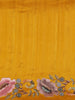 Mustard Yellow Floral Embroidered Design Tussar Saree