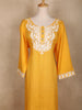 Mustard Yellow Floral Embroidered Design Cotton Kurti