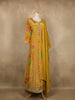 Mustard Yellow Floral Printed Design Crepe Gown