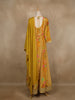 Mustard Yellow Floral Printed Design Crepe Gown