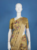 Mustard Yellow Floral Printed Semi Tussar Saree
