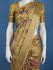 Mustard Yellow Floral Printed Semi Tussar Saree