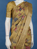 Mustard Yellow Floral Printed Semi Tussar Saree
