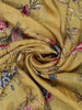 Mustard Yellow Floral Printed Semi Tussar Saree