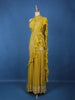 Mustard Yellow Floral Sequin Embroidered Ruffle Georgette Saree With Halter Neck Blouse - Diadem