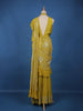 Mustard Yellow Floral Sequin Embroidered Ruffle Georgette Saree With Halter Neck Blouse - Diadem