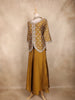 Mustard Yellow Floral Thread Embroidered Semi Silk Palazzo Suit with Dupatta
