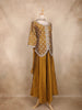 Mustard Yellow Floral Thread Embroidered Semi Silk Palazzo Suit with Dupatta