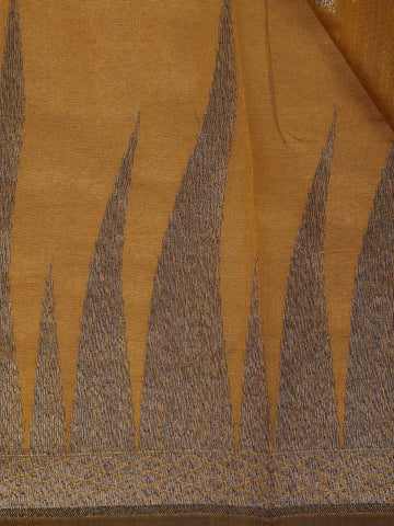 Mustard Yellow Geometric Woven Kota Cotton Saree - Diadem