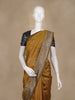 Mustard Yellow Geometric Woven Kota Cotton Saree - Diadem