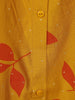 Mustard Yellow Leaf Design Printed Cotton Kurti - Diadem
