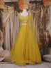 Mustard Yellow Sequin Embroidered Design Net Lehenga with Dupatta