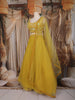 Mustard Yellow Sequin Embroidered Design Net Lehenga with Dupatta