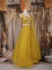 Mustard Yellow Sequin Embroidered Design Net Lehenga with Dupatta
