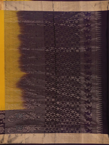 Mustard Yellow Solid Design Gold Zari Woven Soft Silk Saree - Diadem