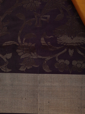 Mustard Yellow Solid Design Gold Zari Woven Soft Silk Saree - Diadem