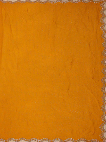 Mustard Yellow Stone Designed Georgette Fancy Saree - Diadem