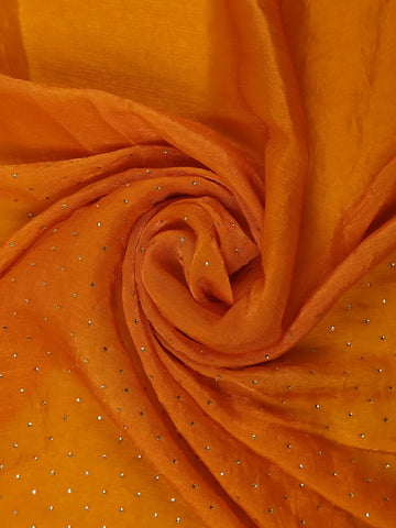 Mustard Yellow Stone Designed Georgette Fancy Saree - Diadem
