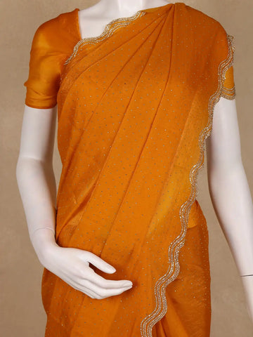 Mustard Yellow Stone Designed Georgette Fancy Saree - Diadem