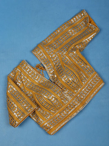 Mustard Yellow Striped Design Georgette Readymade Blouse - Diadem