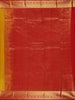 Mustard Yellow Stripes Woven Semi Silk Saree With Contrast Red Zari Border