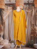 Mustard Yellow Thread and Sequin Embroidered Design Cotton Anarkali Salwar Suit