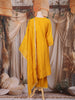 Mustard Yellow Thread and Sequin Embroidered Design Cotton Anarkali Salwar Suit