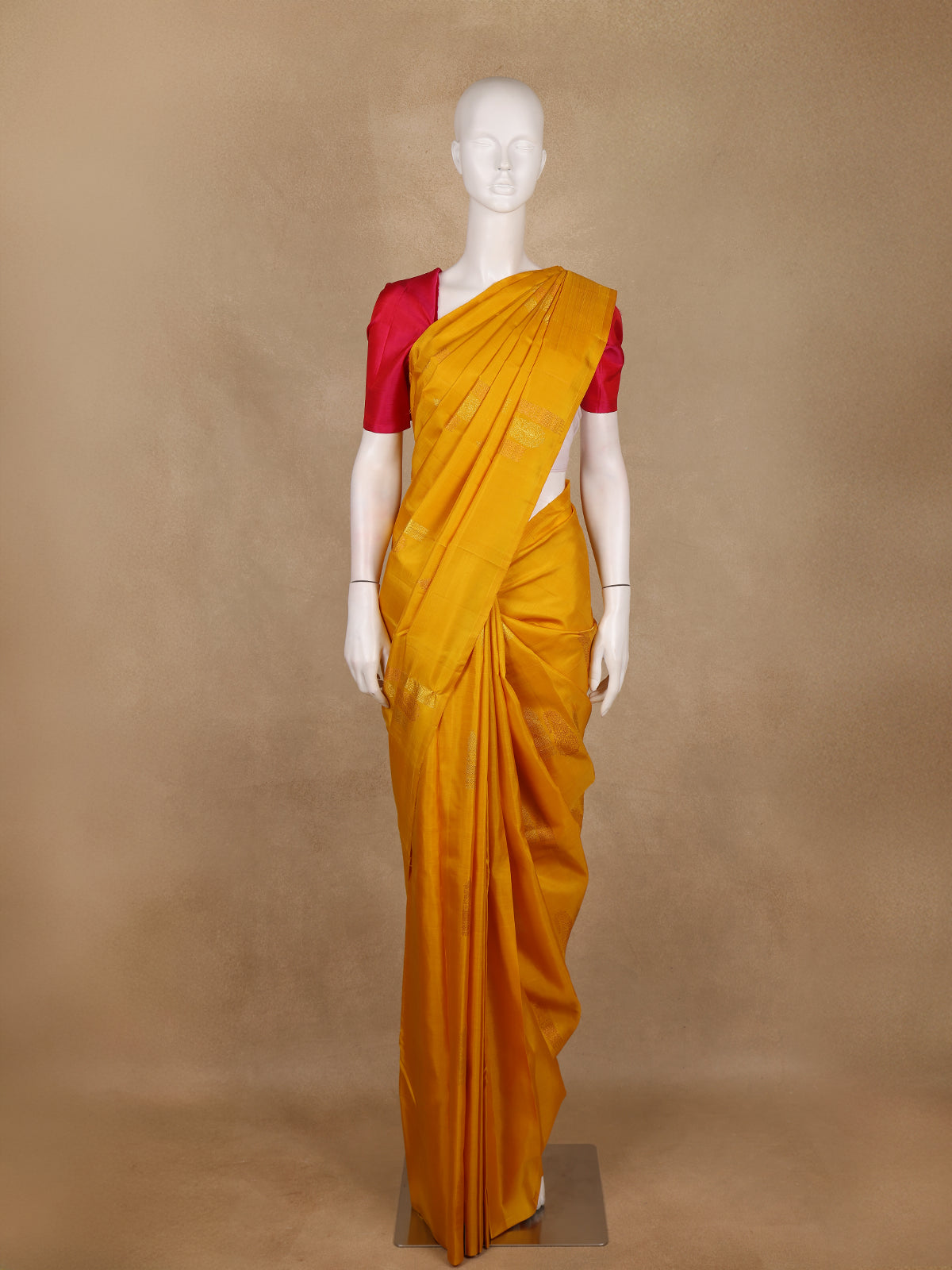 Mustard Yellow Woven Design Pure Kanchipuram Silk Saree