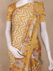 Mustard Yellow Zigzag Printed Design Semi Tussar Saree with Floral and Bird Pattern Pallu