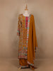 Mustard Yellow Floral Designed Semi Silk Salwar Suit - Diadem