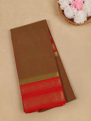 Mustard Green Solid Cotton Fancy Saree - Diadem