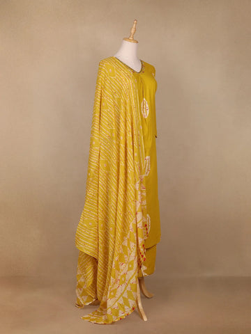 Mustard Yellow Abstract Design Cotton Salwar Suit - Diadem