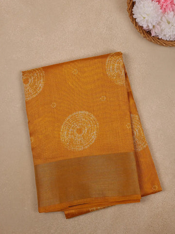 Mustard Yellow Circular Tie-Dye Printed Cotton Saree - Diadem