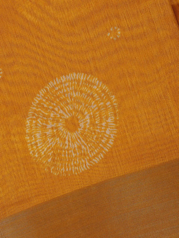 Mustard Yellow Circular Tie-Dye Printed Cotton Saree - Diadem
